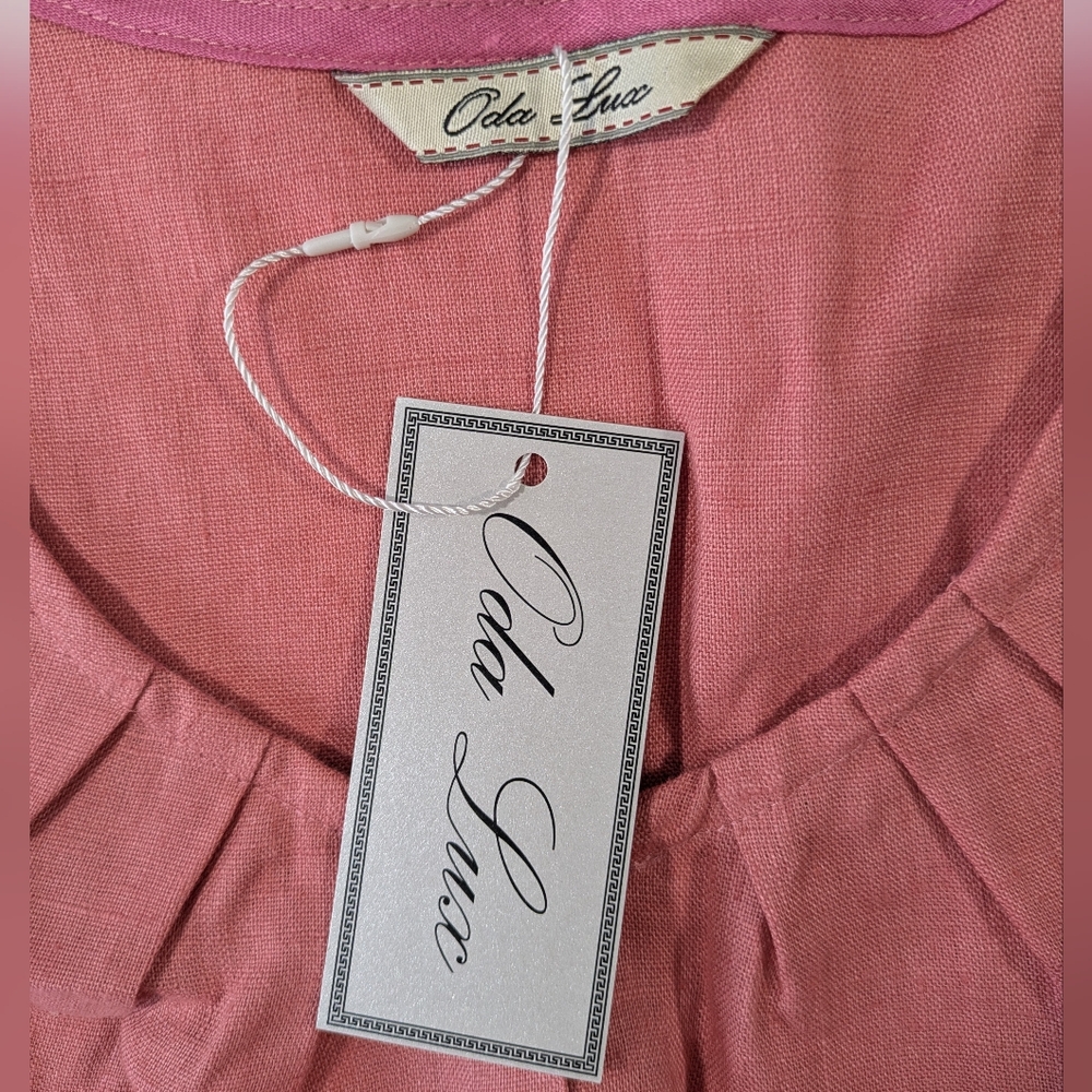NWT Oda Lux 100% Linen Sleeveless Belted Jumpsuit Dusty Rose 36 - Picture 14 of 15